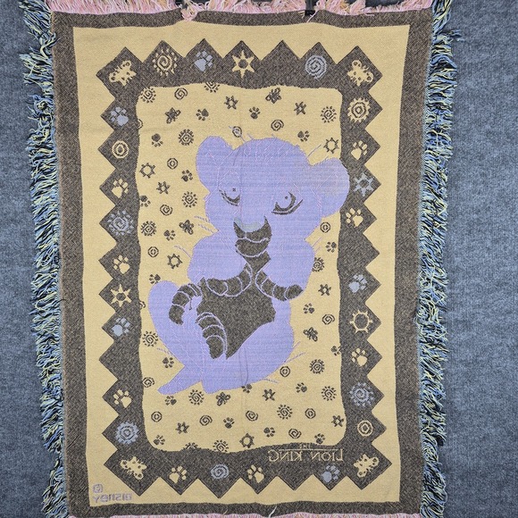 Disney's the Lion King Simba Vintage Plush Throw Blanket 1995 Tapestry 44x32 - Picture 2 of 6